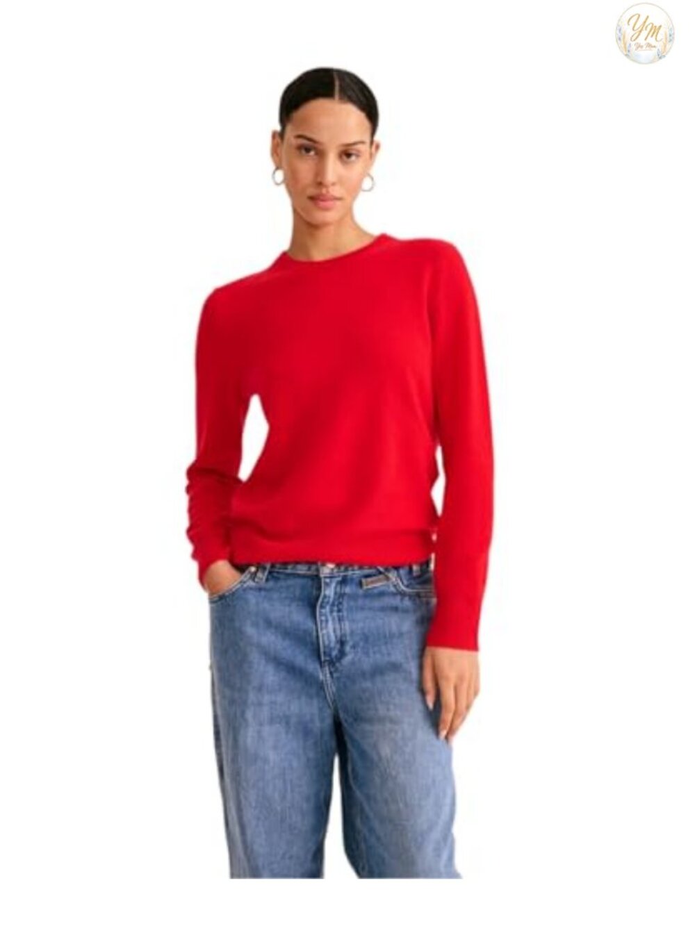 Women's 100% Cashmere Crewneck Pullover Sweater Fall Winter